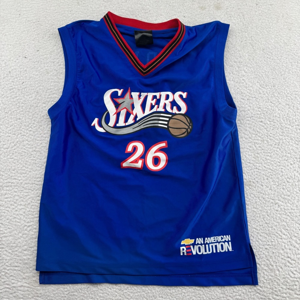 Vintage Philadelphia 76ers Kyle Korver Jersey Youth XL Blue Promo NBA Throwback